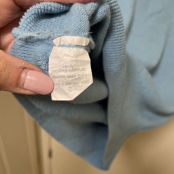 Vintage Santa Barbara Blue V-Neck Sweater Embroidered Sal Moreno Orlon Medium - Picture 5 of 7